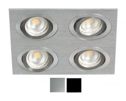 Foco basculante cuadrado empotrar Aluminio 4L, para Lámpara GU10/MR16, Wengué ó Texturizado